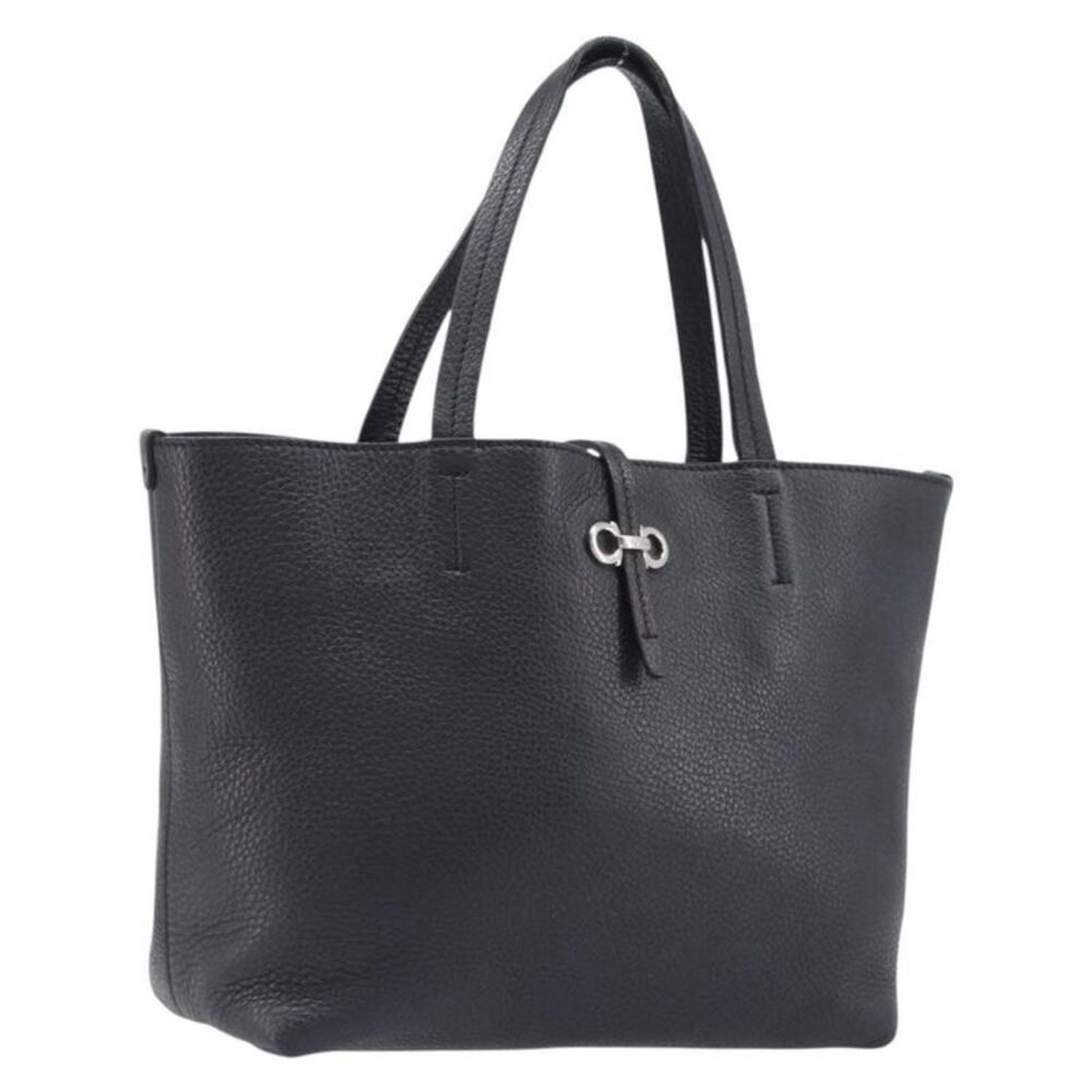 Salvatore Ferragamo Gancini Leather Black Leather Handbag